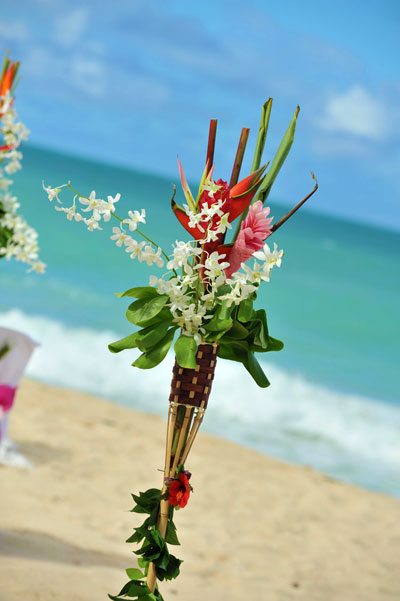 Tropical Flower Decorated Tiki Torches